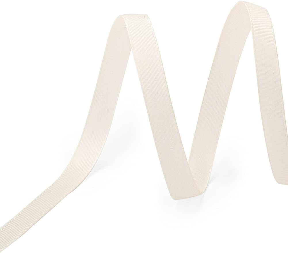 LIUYAXI 1/4" X 50 Yards Solid Ivory/Cream Grosgrain Ribbon, Perfect for Crafts, Wedding Decor, DIY Hair Accessories, Sewing, Gift Package Wrapping and More