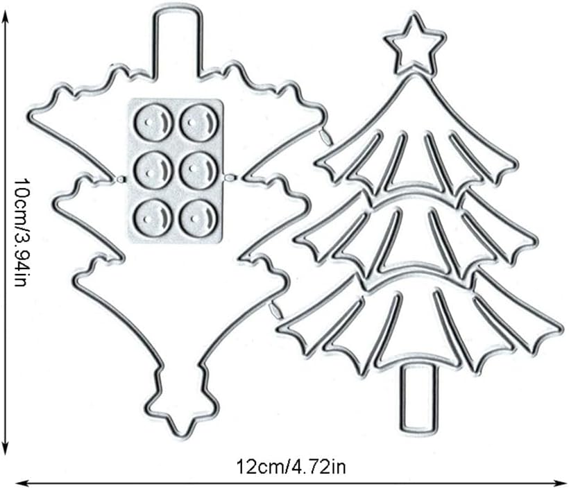 Lapoo Festivals Metal Cutting Die for Scrapbooking - Durable, Cut Stencils for DIY Scrapbook Photo Album Decorative Paper Card, Card Making Supplies, Embossing (Christmas Tree and Lights 4.7 x 3.9 in)