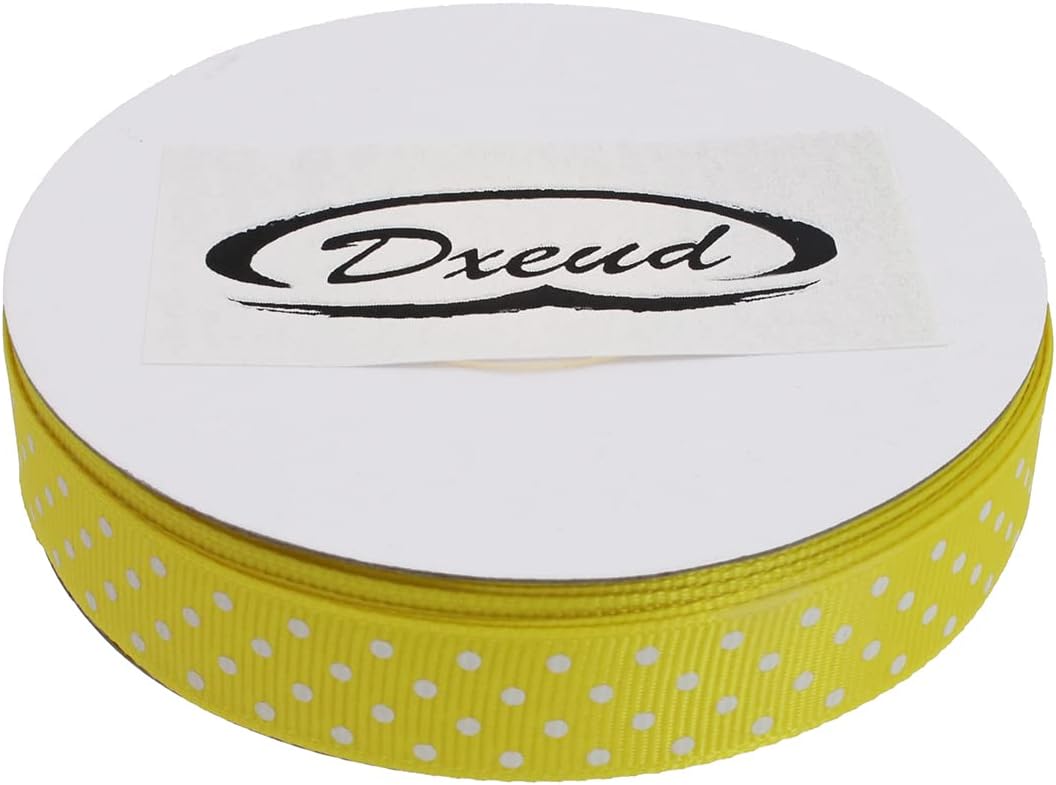 Polka Dot Grosgrain Ribbon 25 Yard Each Roll 100% Polyester (5/8", Yellow)