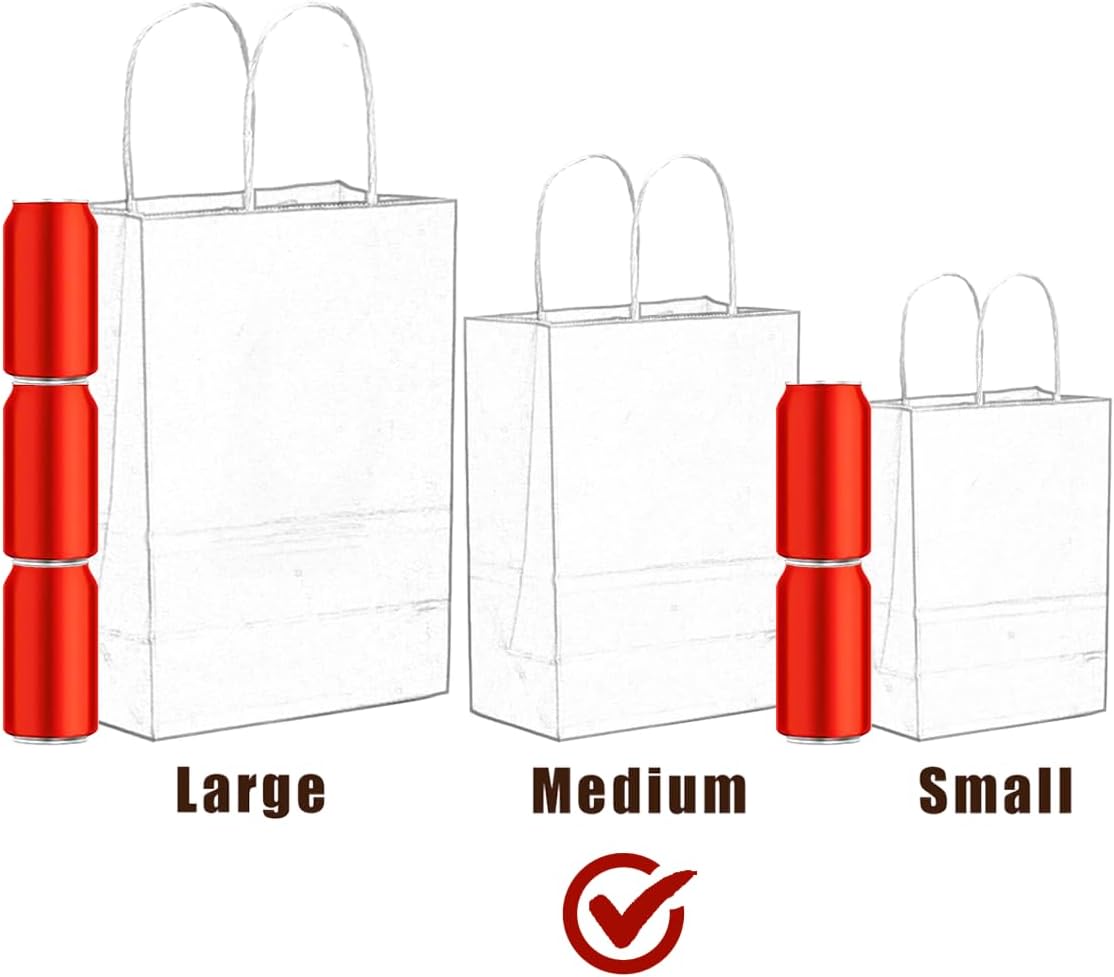 qiqee 32-Packs Yellow Paper Gift Bags with Handles Bulk 7.6"x4.75"x10.5" Medium Size Gift Bags Multiple Uses