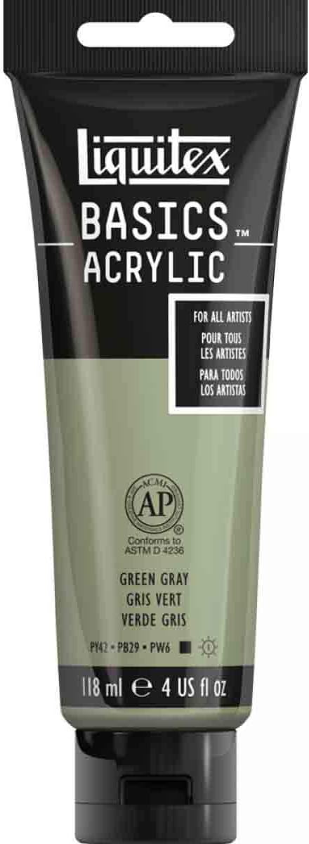 Liquitex BASICS Acrylic Paint, 118ml (4-oz) Tube, Green Gray