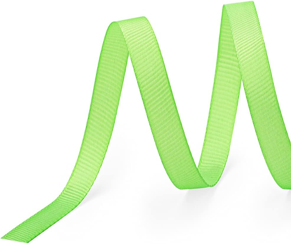 LIUYAXI 1/4" X 50 Yards Solid Apple Green Grosgrain Ribbon, Perfect for Crafts, Wedding Decor, DIY Hair Accessories, Sewing, Gift Package Wrapping and More