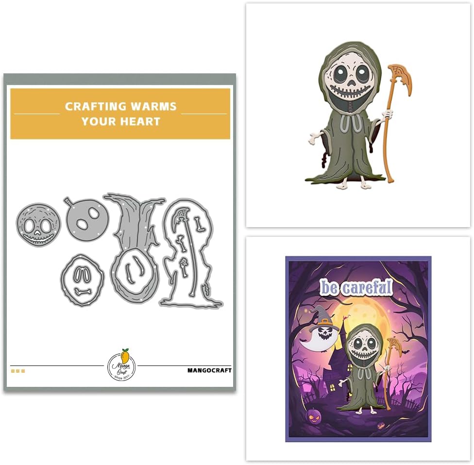 Halloween Clear Silicone stampReusable Stamp with Pumpkins, Skulls, Bats, Santa Claus, and Holiday Designs. Used for Making Cards, scrapbooks, and DIY templates (Halloween Grim Reaper)