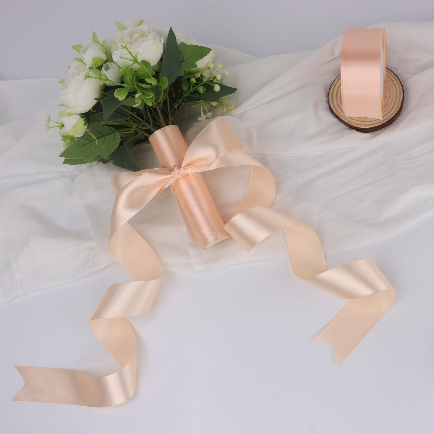 Naked Pink Solid Satin Ribbon 1-1/2 Inch 25 Yards Solid Polyester Fabric Ribbon for Gift Wrapping Wedding Christmas Baby Shower Birthday Party Decoration Handmade Immortal Flower Craft