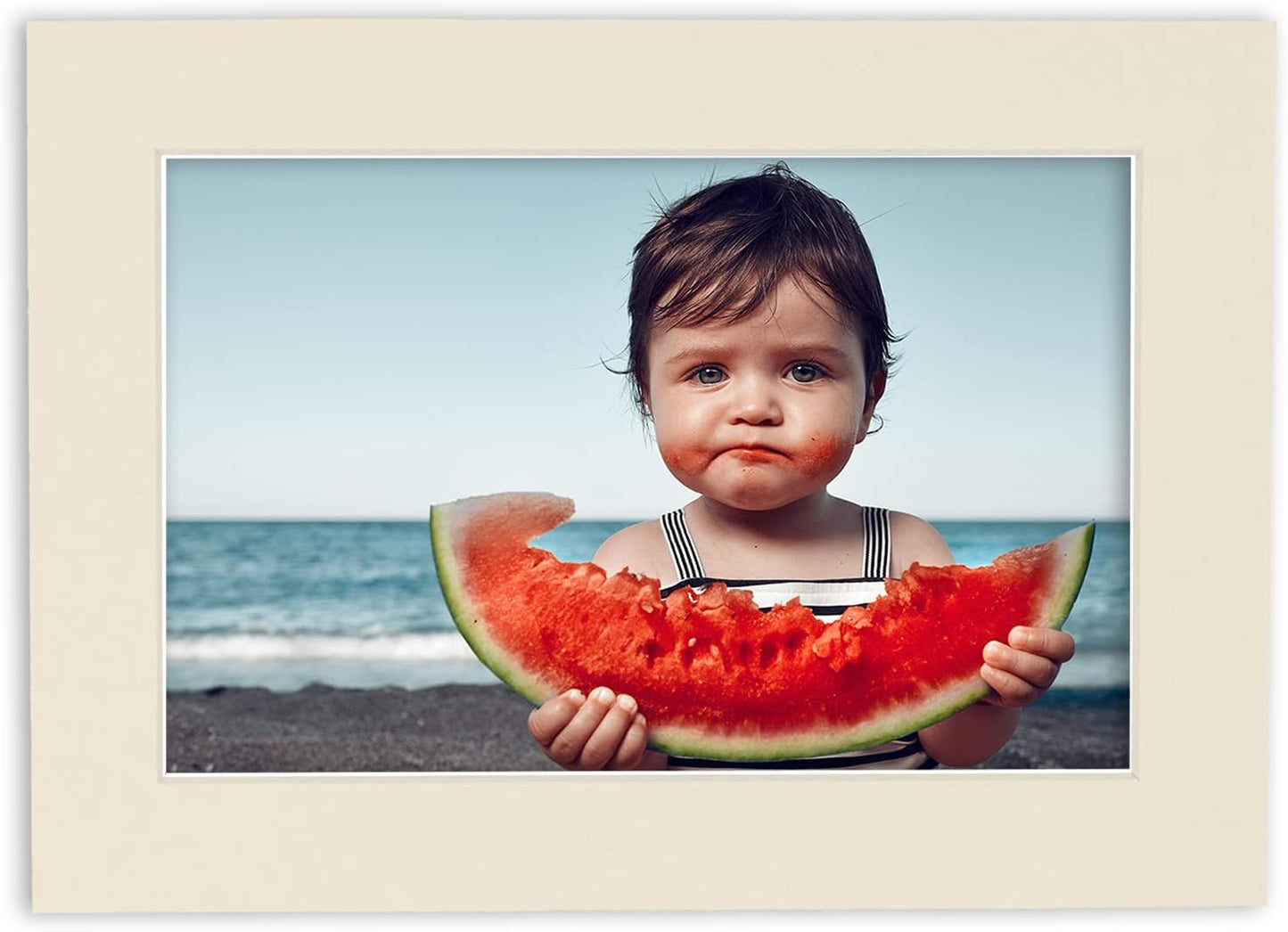 5.5x8.5 Mat for 8.5x11 Frame - Precut Mat Board Acid-Free Textured Cream 5.5x8.5 Photo Matte for a 8.5x11 Picture Frame, Matboard for Family Photos, Show Kits, Art, Picture Framing, Pack of 1 Mat