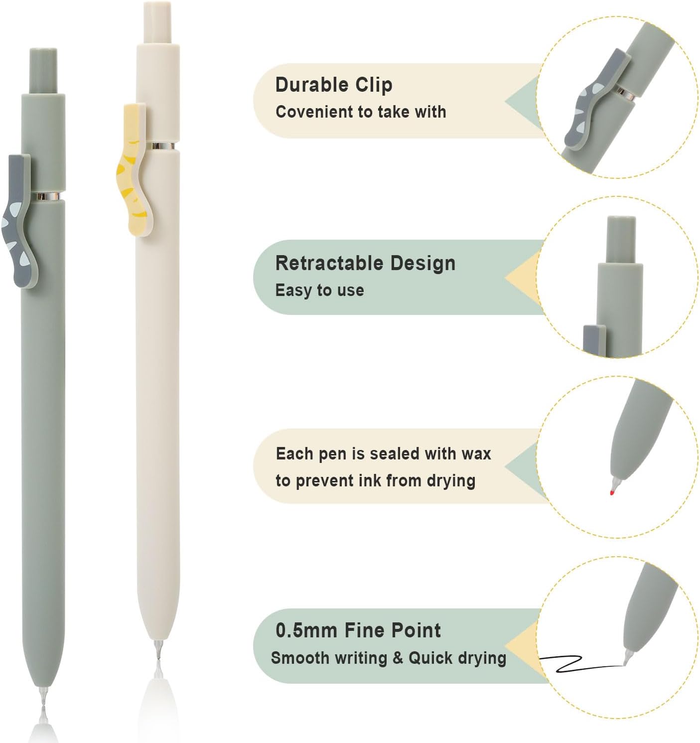 FIOVER Cat Pens,4Pcs 0.5mm Quick Dry Black Ink Fine Point Smooth Writing Pens, High-End Series Ballpoint for Journaling Note Taking, Cat Lover Gifts for Women