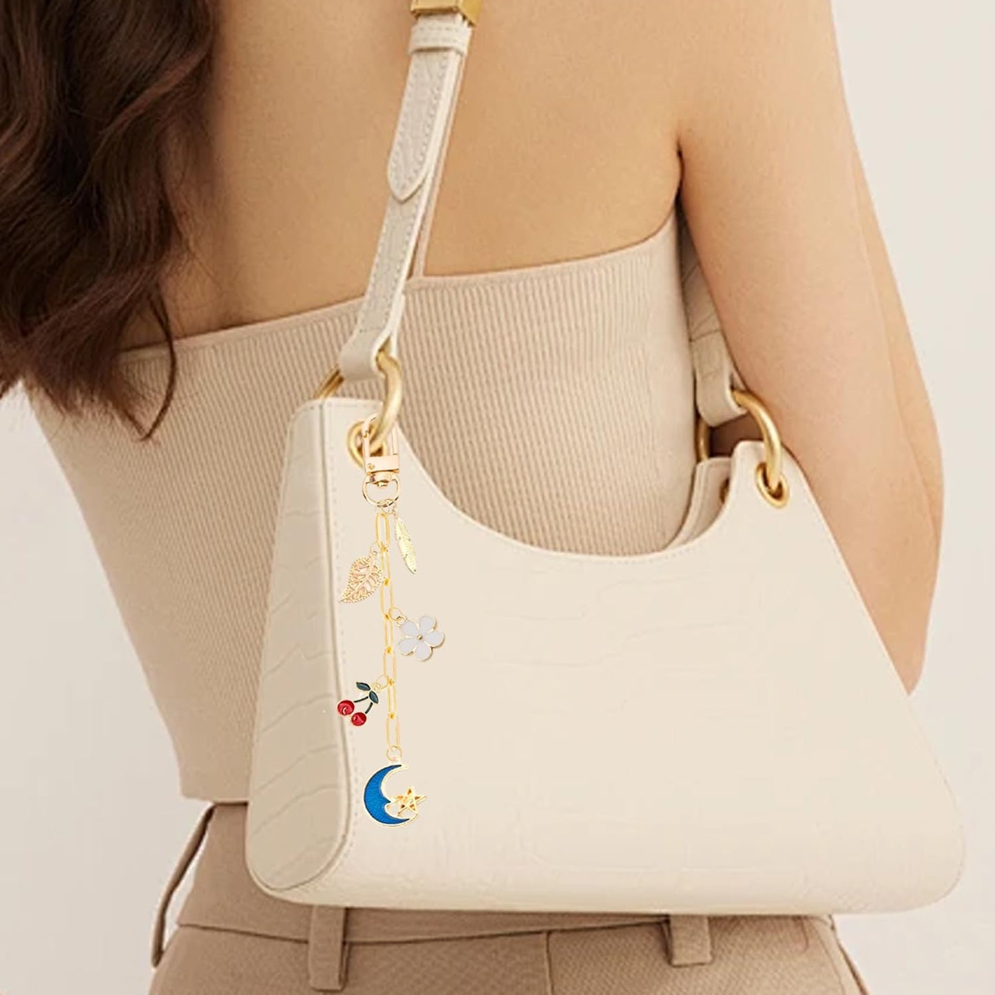 MORWLAT 358 PCS Gold DIY Keychain Making Kit Cute Bag Charm Kit 110 Charms 28 Keychain Clips with Key Ring Swivel Snap Hook Lobster Claw Clasps 200 Jump Ring Jewelry Plier DIY Set Women Craft (110)