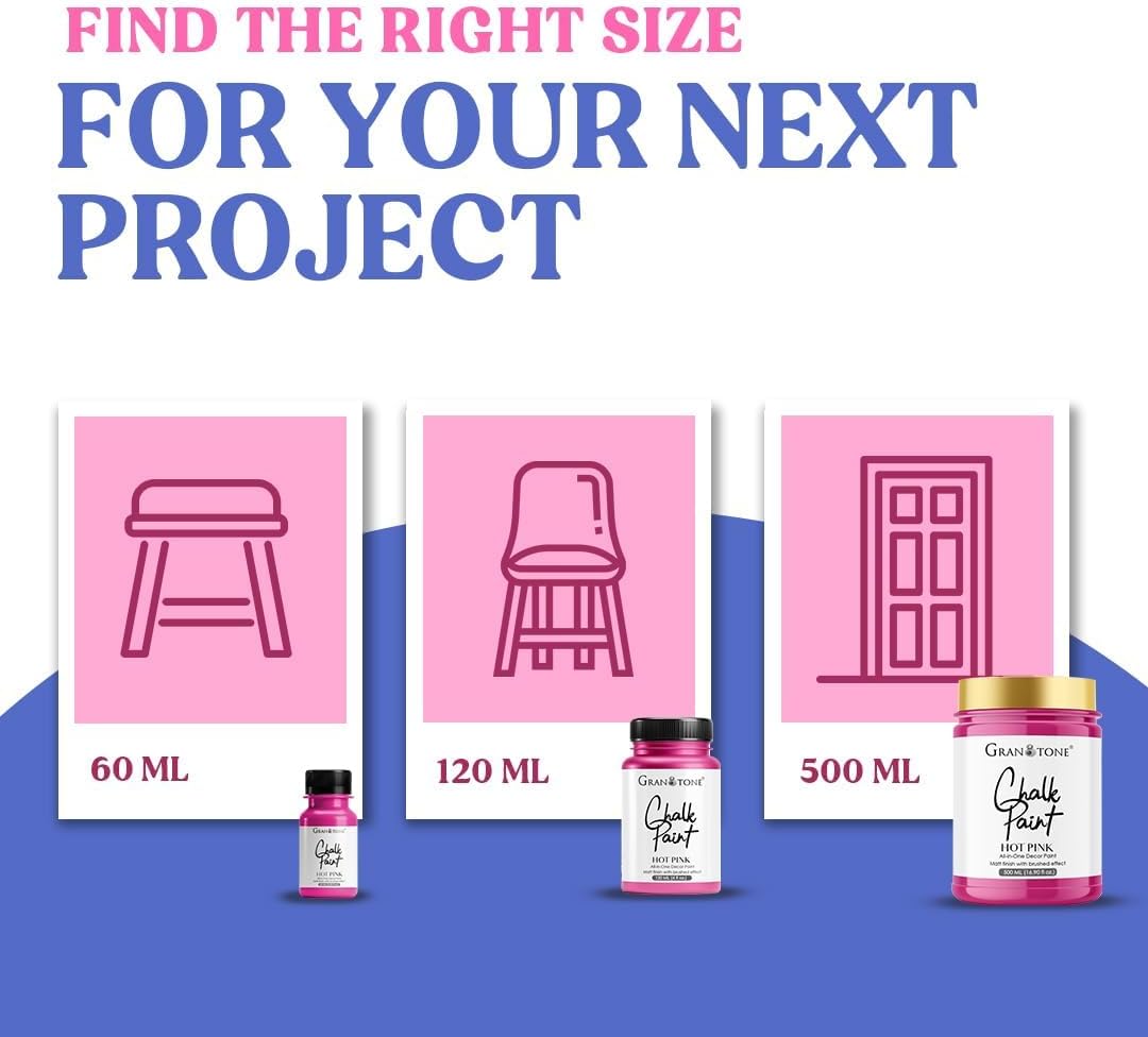 GRANOTONE Chalk Paint for Furniture | Matt-Finish Water-Based Acrylic Paint for Wood, Walls, Metal, Glass, Paper, Fabric Canvas | Maximum Coverage Chalk Paint for Kids & Adults, 120 Ml (GREECE BLUE)
