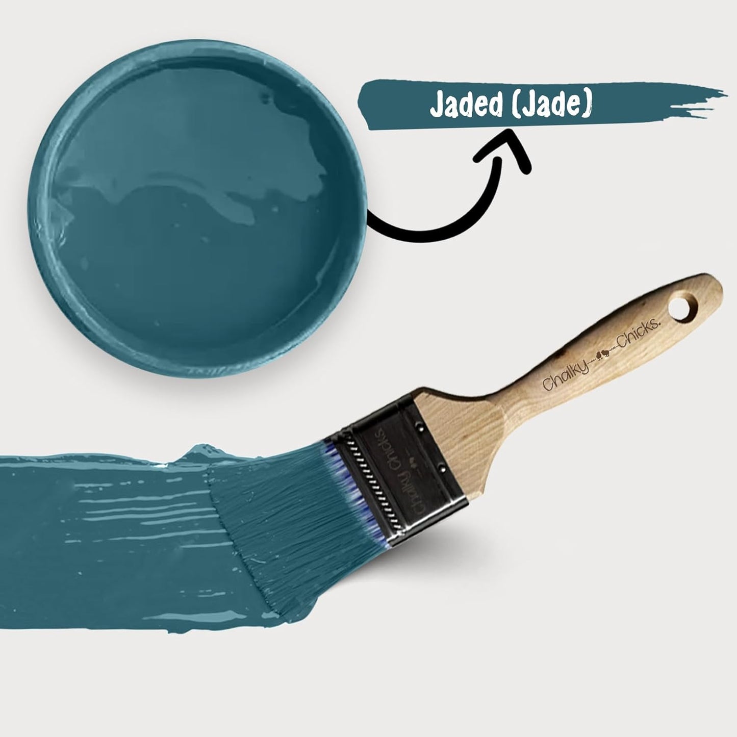Chalky Chicks All-in-One Chalk Paint for Furniture or Cabinet - 8 Fl Oz - Matte Finish Jaded (Jade) for Metal, Wood Furniture Paint - No Sanding All-in-One for Home Decor & Crafts, USA Made