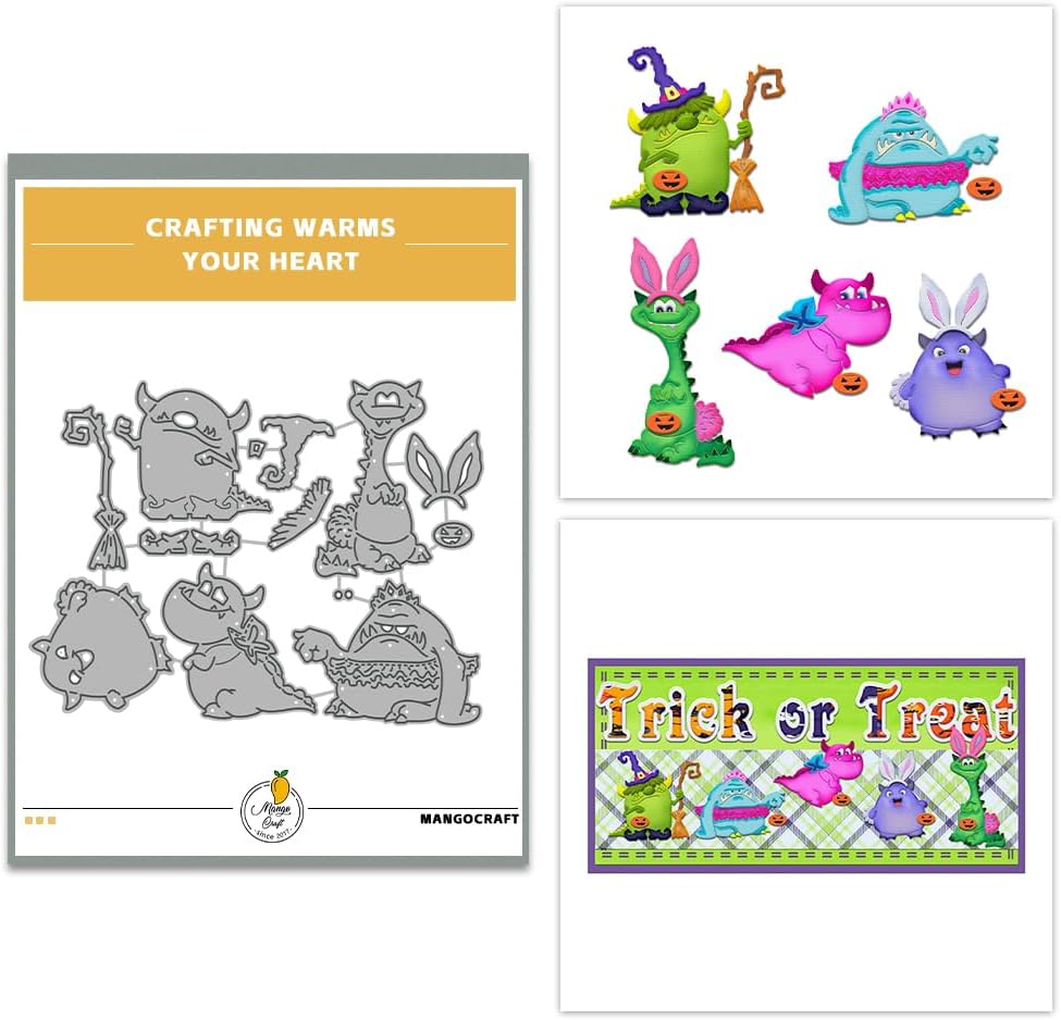 Halloween Clear Silicone stampReusable Stamp with Pumpkins, Skulls, Bats, Santa Claus, and Holiday Designs. Used for Making Cards, scrapbooks, and DIY templates (Halloween Monsters)