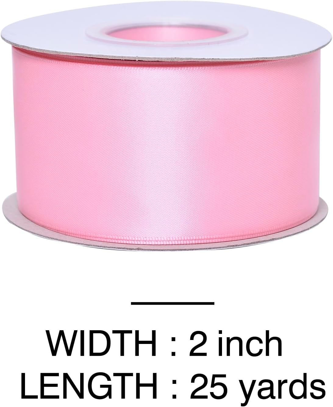 YAMA Pink Double Faced Satin Ribbon, 2 Inch 25 Yards, Great for Crafts Bows Flower Bouquet Wedding Home Decor Gift Wrapping