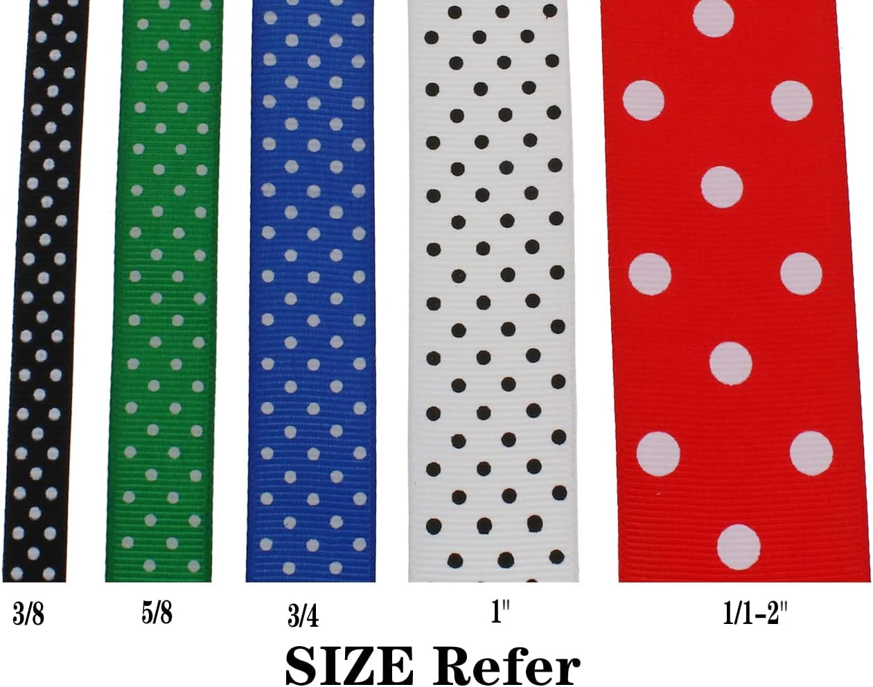 Polka Dot Grosgrain Ribbon 25 Yard Each Roll 100% Polyester (3/4", Dark Green)