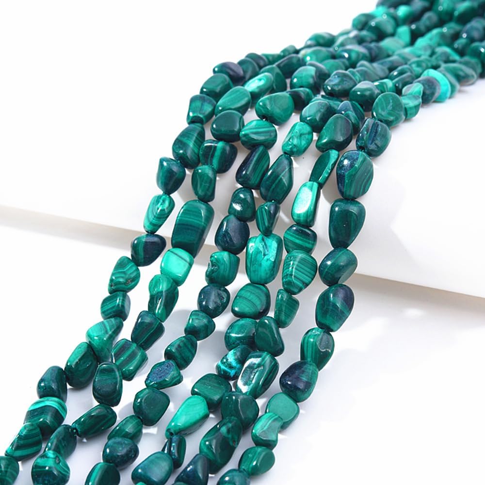 Malachite Pebble Nugget Oval Free Tumbled Stone 6-8mm Natural Gemstone Loose Beads Approx 15.5 inch for DIY Jewelry Making