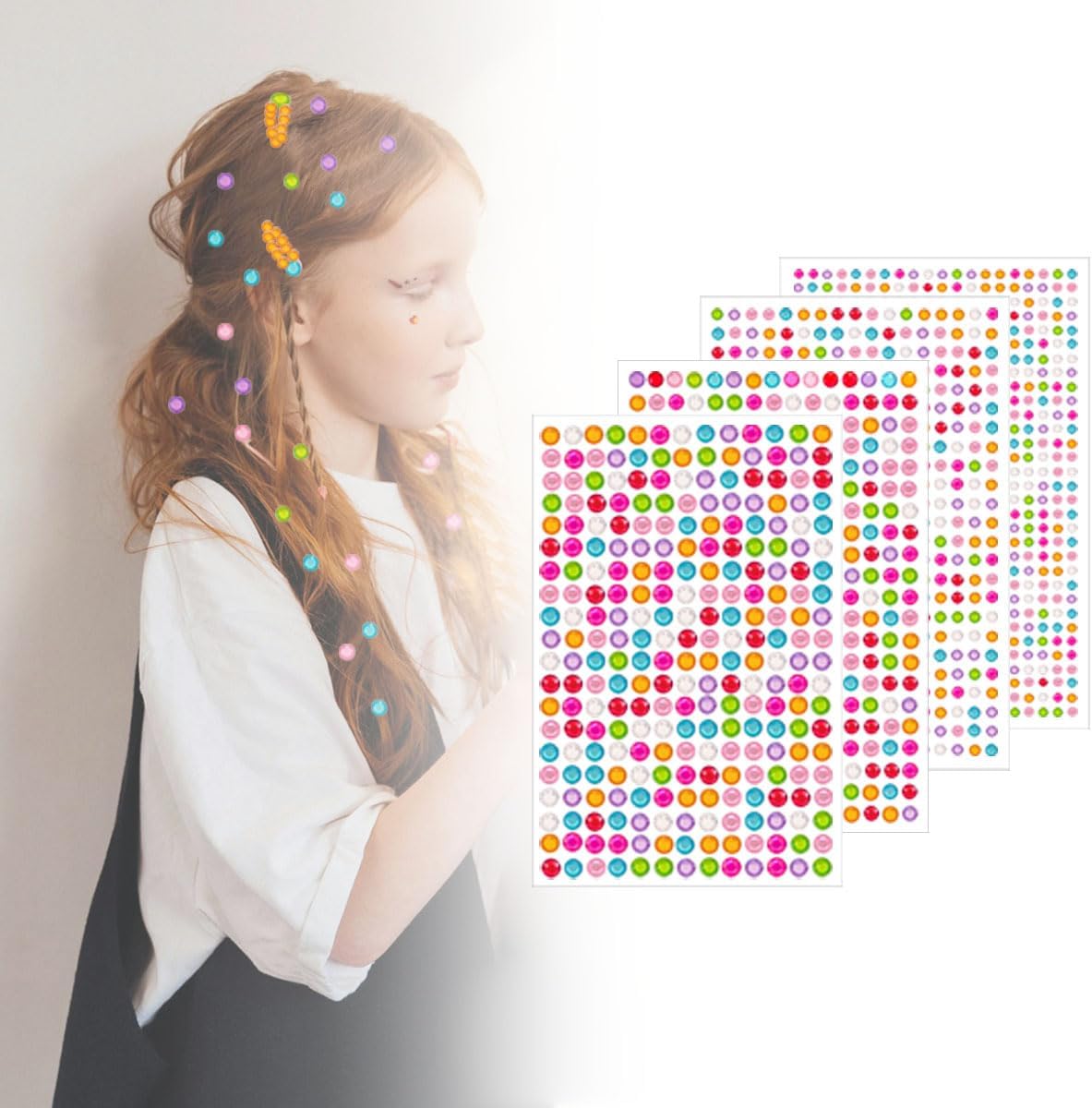 4 Sheets Self Adhesive Pearl Stickers, Self 4 Sizes Bling Rhinestone Sticker, Rhinestone Stickers,Flat Back Pearls Sticker for DIY Crafts Craft Card Decorations Nail Art Beauty Makeup (Colorful)