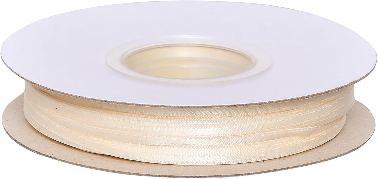 YAMA Ivory Double Faced Satin Ribbon, 1/8 Inch 100 Yards, Cream Ribbon for Gift Wrapping Crafts Hair Bows Wedding Party Decoration