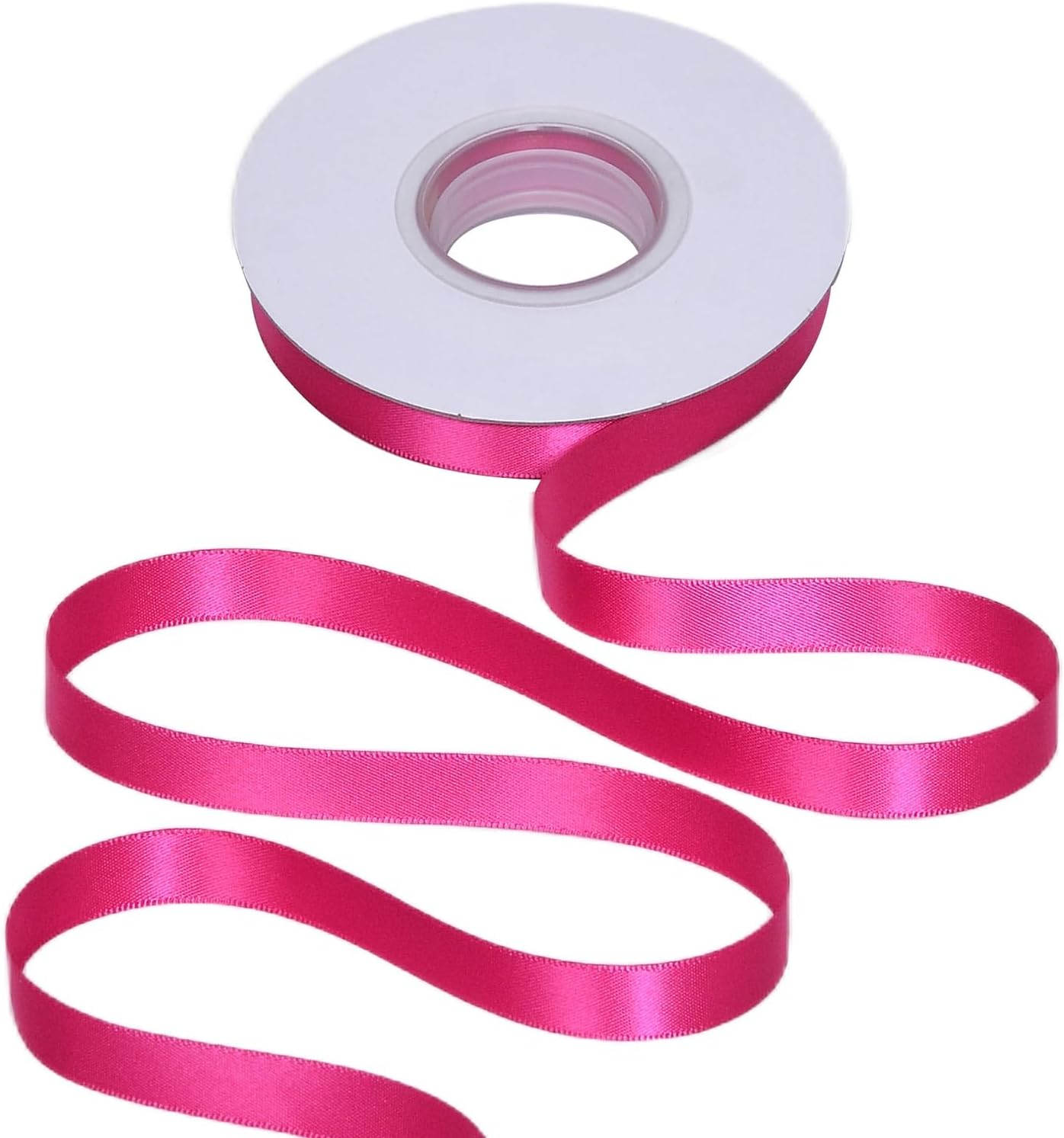 YAMA Hot Pink Double Faced Satin Ribbon 1/2 Inch 25 Yards Hot Pink Fabric Ribbons for Gift Wrapping Crafts Bows Wedding Party Decoration