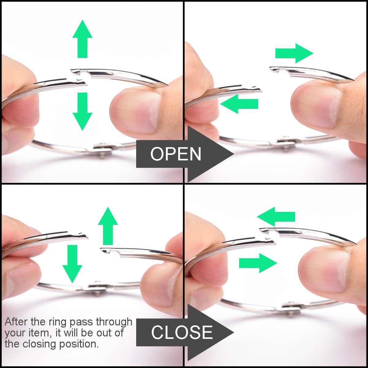 CooBigo 50 Pack Binder Ring, Metal Book Ring Paper Ring Holder 5/8" Loose Leaf Binder Ring Clip for Index Card, Flash Card Ring, Scrapbook, Keychain Key Ring - Silver