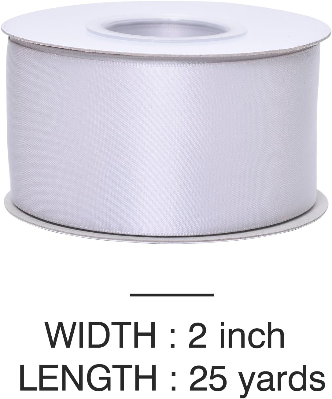 YAMA Silver Double Faced Satin Ribbon, 2 Inch 25 Yards, Great for Crafts Bows Flower Bouquet Wedding Home Decor Gift Wrapping