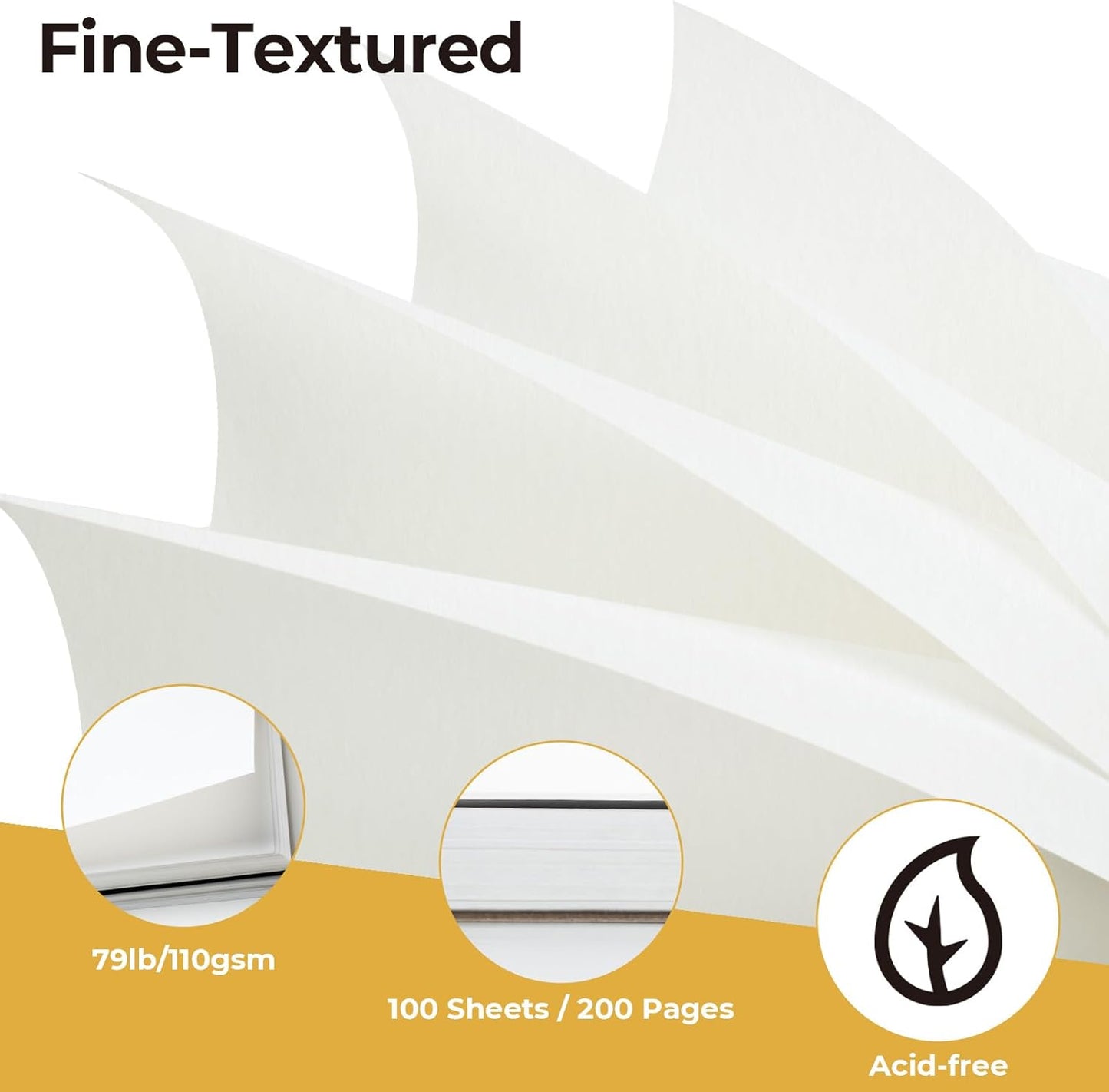 Ohuhu 9x12 Tear-Resistant Sketch Book - Bamboo Fiber Drawing Sketchbook - Top Spiral-Bound Sketch Pad - 100 Sheets Sketching Book - 79 lb/110 gsm - Acid-Free Art Drawing Painting Paper for Artists