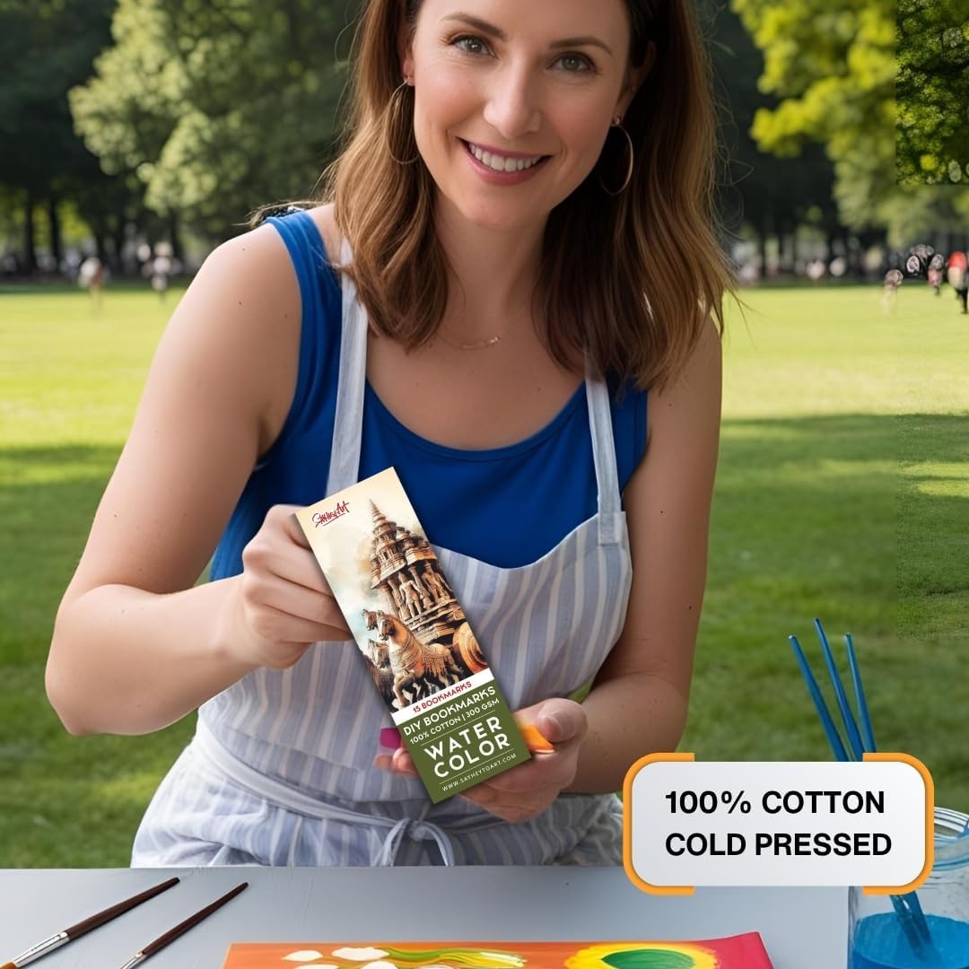 Artist Bookmark Sketchpad Combo – 300 GSM 100% Cotton & 320 GSM Cellulose Ivory Paper | Premium Mixed Media Paper for Watercolor, Gouache, Calligraphy & Ink – Bookmark Size 6x2”