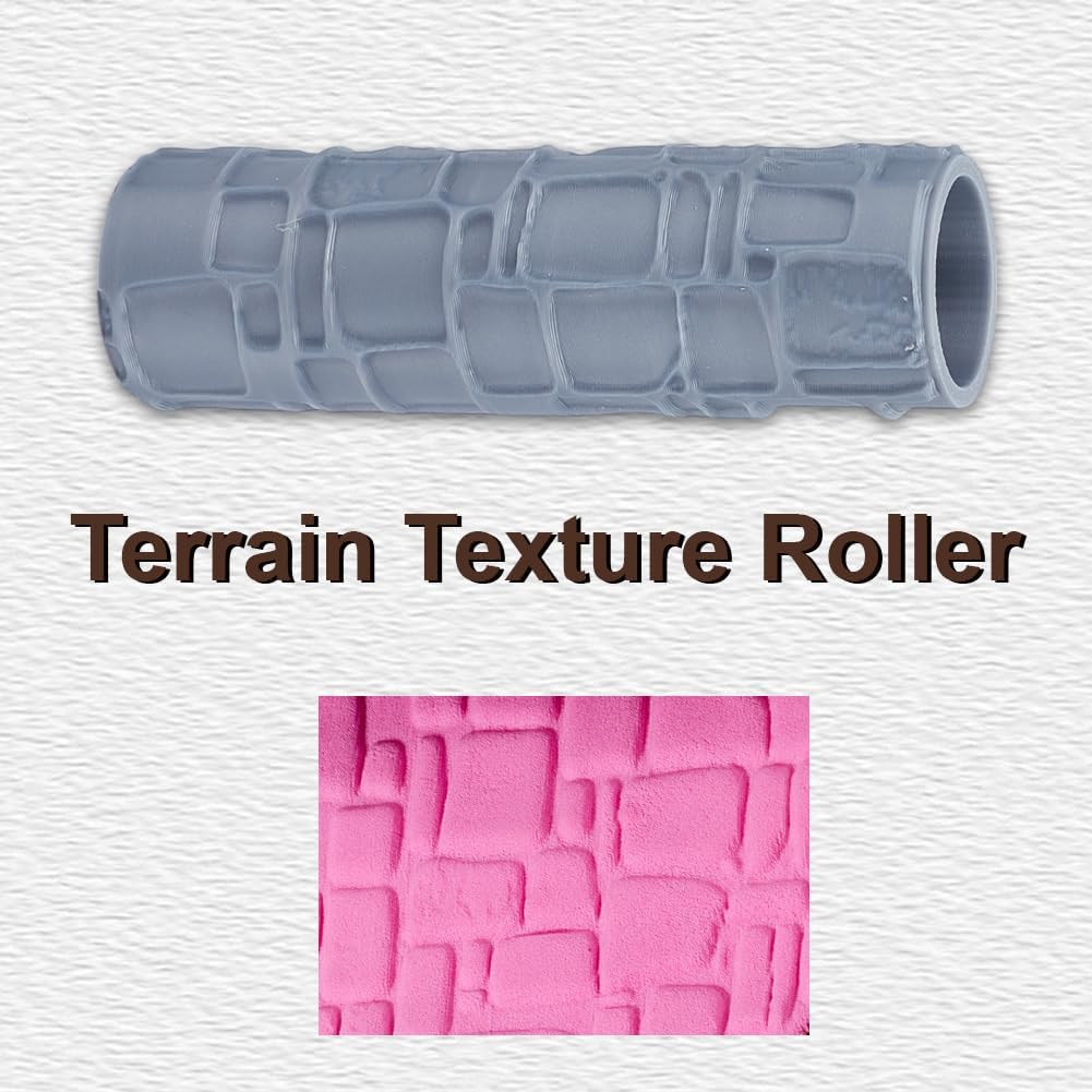 Topography Texture Roller Large Brick Clay Texture Rollers Irregular Square DIY Embossing Pottery Decortive Tool for Pathfinder, PRG, Miniatures, Tabletop Board Game Topography Accessory