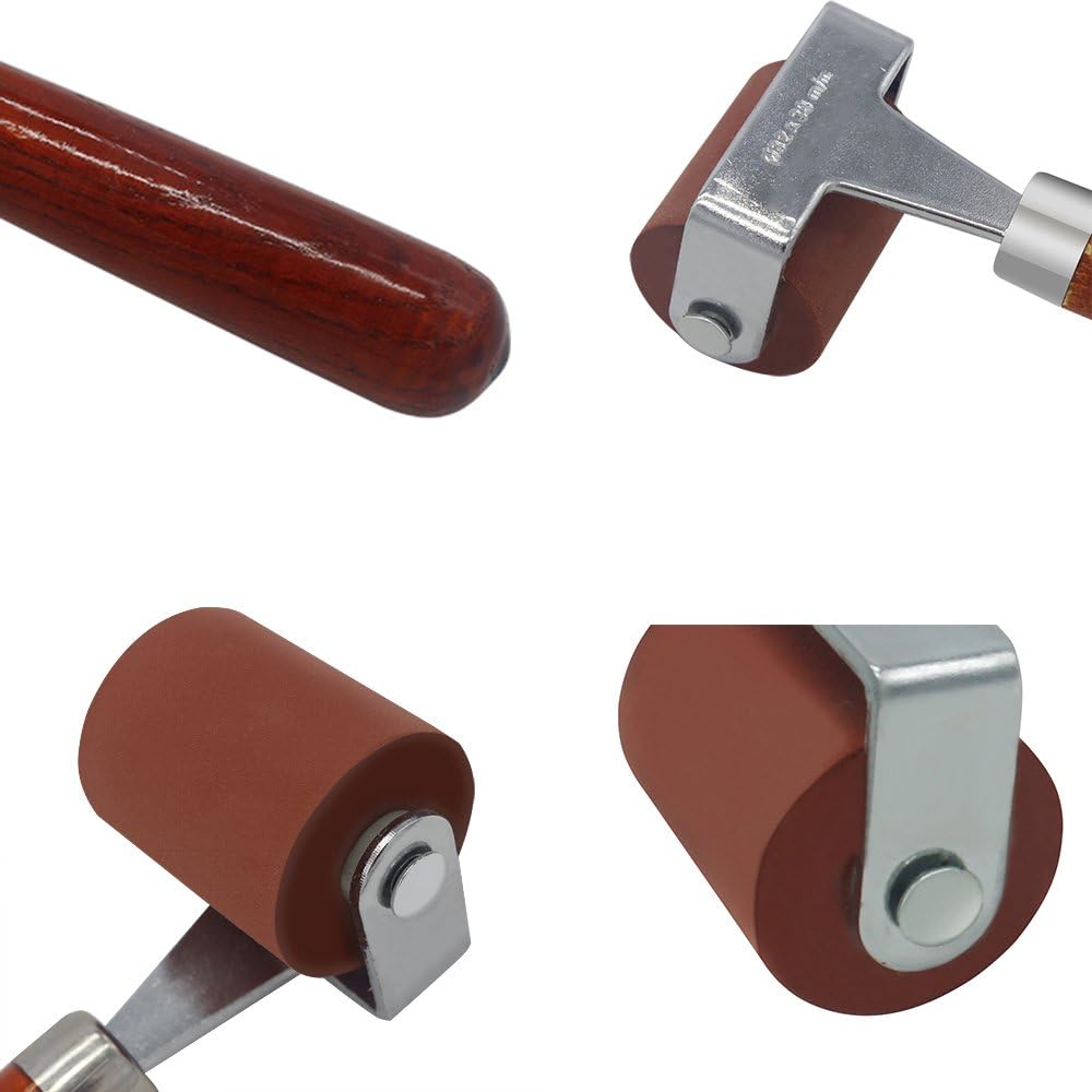 MyLifeUNIT Rubber Brayer, Brayer Ink Roller, Soft Rubber Brayer Roller with Wooden Handle