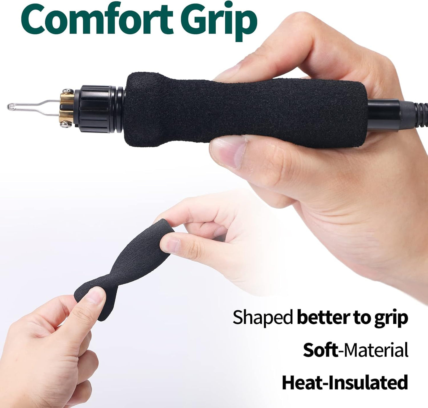 YIHUA 939D-VII Pyrography Tool Wood Burning Pen Kit Station 2-in-1 Solid-Point 200~480°C (with Temp Display)/Wire-Nib 250~750°C with 23 Nibs, 50 Solid Points, 6 Woodpieces