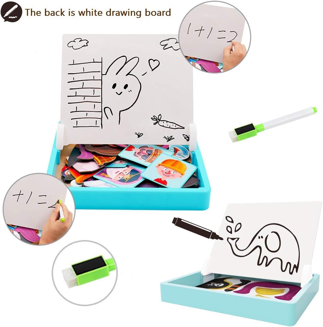 Magnetic Puzzles Face Dress Up Travel Game Double Side Preschool Educational Learning Toy for Kids