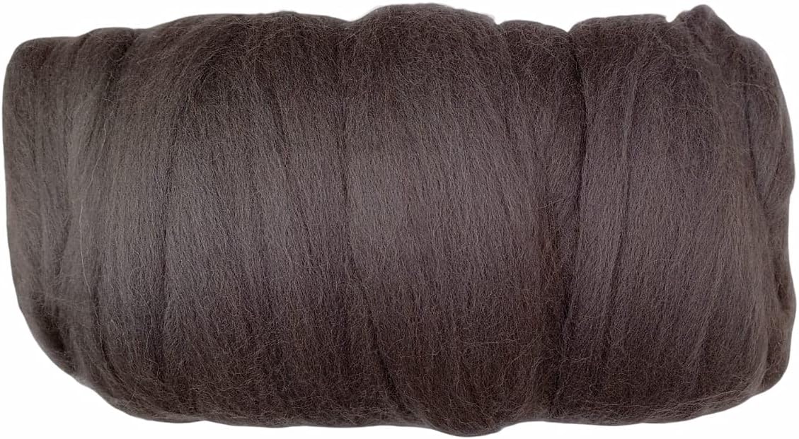 Colored Natural Wool roving, 1 lb. Best Wool for Needle Felting, Wet Felting, handcrafts and Spinning. (Graphite, 1 lb)