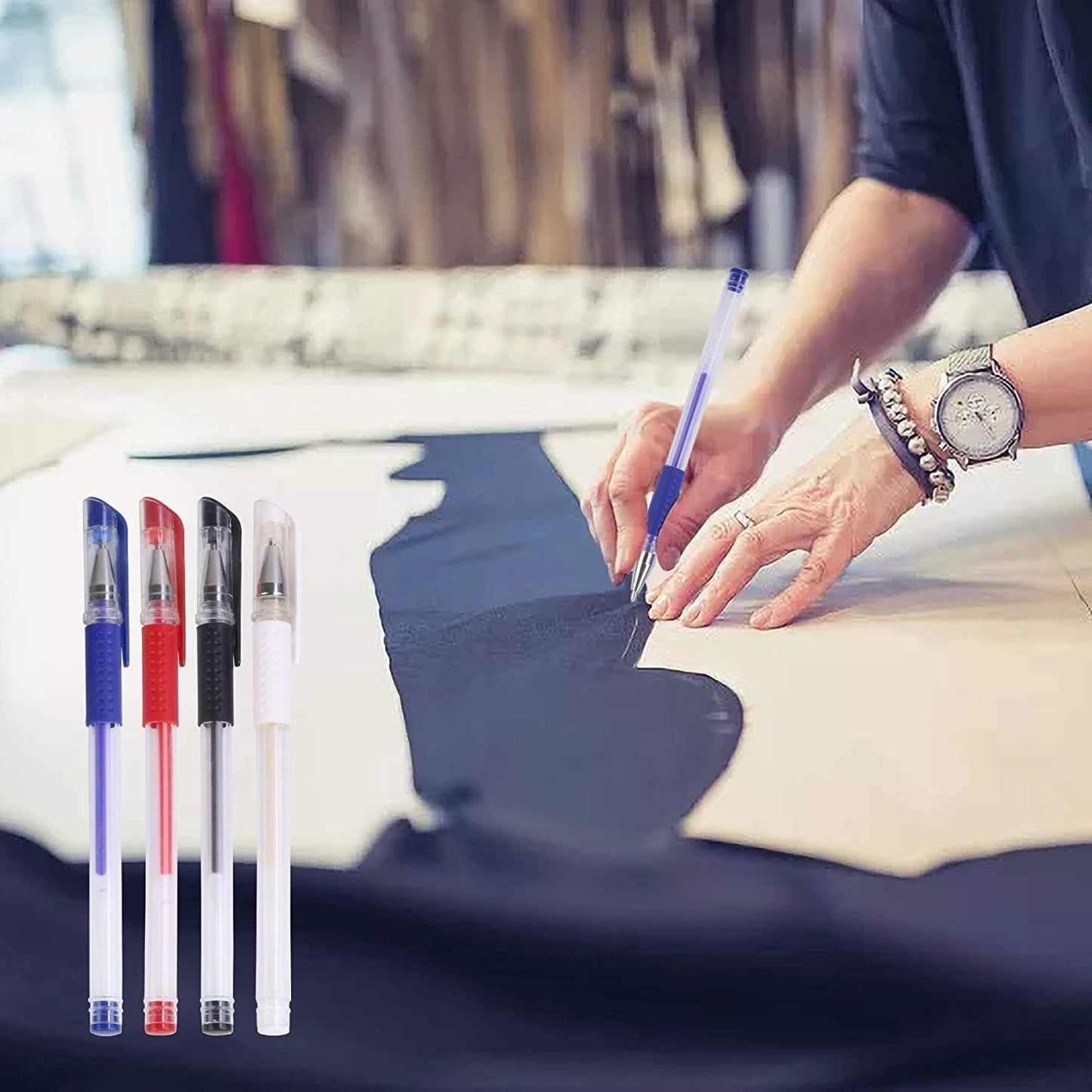 JANYUN 4 Pieces Heat Erasable Pens for Fabric with 28 Refills Fabric Marking Pens Fabric Markers for Quilting Sewing DIY Dressmaking Fabrics Tailors Chalk(32)