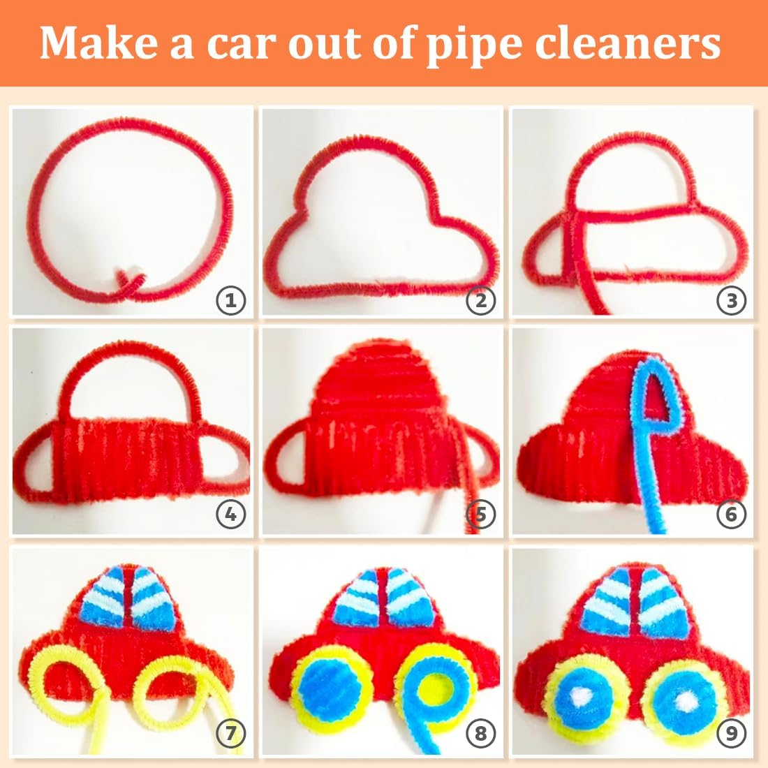 GAGANIU 500pcs Pipe Cleaners, Pipe Cleaners for Crafts, Craft Supplies Multicolor Chenille Stems for Art&Craft Christmas DIY Projects(White)