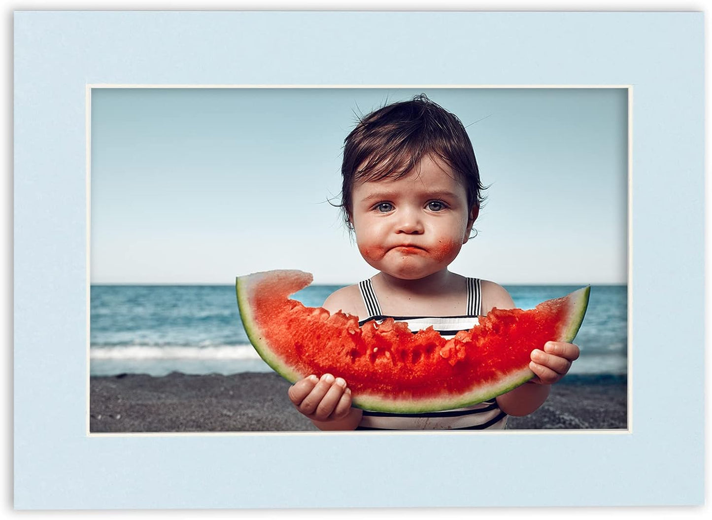 5x7 Mat for 8.5x11 Frame - Precut Mat Board Acid-Free Baby Blue 5x7 Photo Matte Made to Fit a 8.5x11 Picture Frame, Premium Matboard for Family Photos, Show Kits, Art, Picture Framing, Pack of 10 Mats