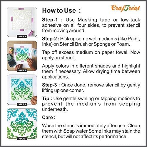 CrafTreat Reusable Tie Dye Stencils for Painting on Wood, Canvas, Paper, Fabric, Floor, Wall and Tile - Tie and Dye - 6x6 Inches - DIY Art and Craft Stencils - Tie Dye Stencil