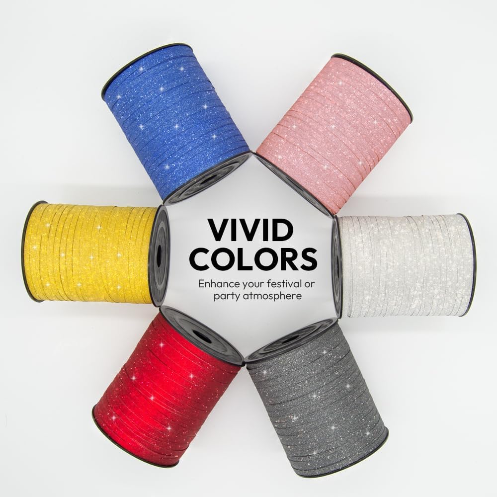 KMER LIFE Golden Glitter Curling Ribbon, 1/5" Wide x 500 Yards Christmas Curling Ribbons for Gift Wrapping, Party Decoration, Balloon String, Crafting, Balloon Ribbons for Florist Flower (1 Roll)