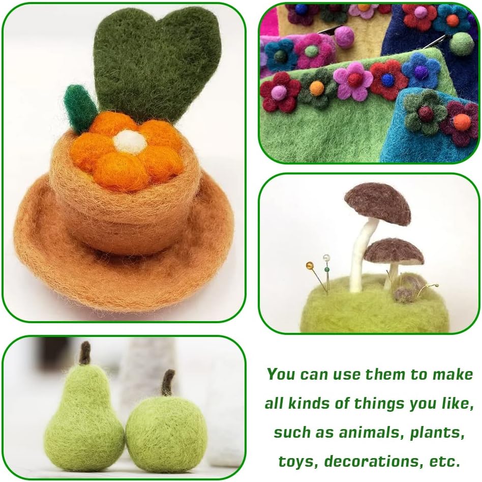 WONVOC 2.82oz Needle Felting Wool, 8 Colors Wool Roving, Wool Roving for Needle Felting, Nature Wool Roving Yarn, Needle Felting Color Wool Sets, Hand Spinning Wool Roving Wool Yarn