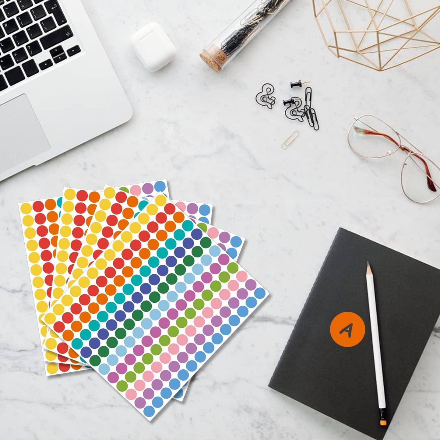 REGELETO 4200 PCS 0.75 Inch 12 Colors Round Colored Dot Stickers for Toddlers Teaching Papers, Color Coding Labels, Circle Dots Stickers for Office and Student Classroom (25 Sheets)