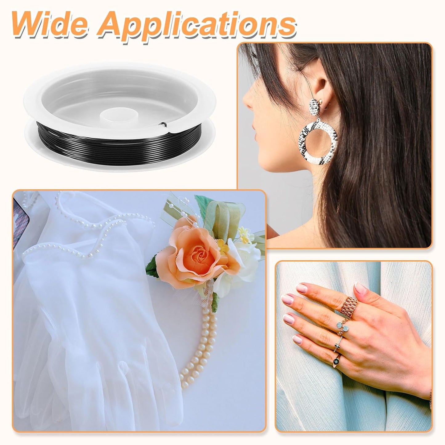 HARFINGTON 10ft Jewelry Wire, 22 Gauge (0.7mm) Brass Craft Soft Metal Tarnish Resistant Copper Beading Wire for Jewelry Making Supplies Crafting, Black