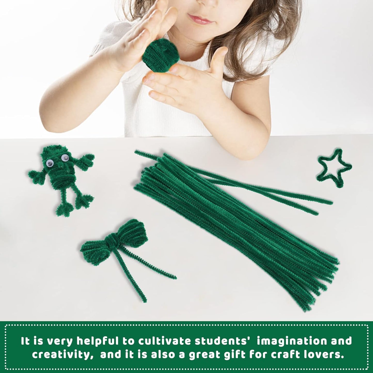 60 Pieces Green Pipe Cleaners - Pipe Cleaners Chenille Stem,Bulk Art & Craft Pipe Cleaners for Christmas Craft and Creative Home Decoration