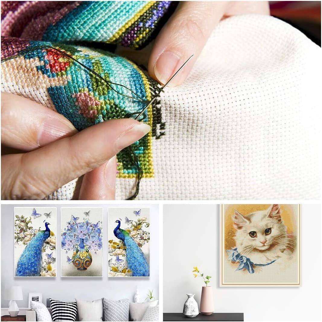 MYFAMIREA Cross Stitch Aida Fabric 11 Count, 59 by 39 Inch Large Size, Classic Reserve Cross Stitch Aida Cloth for Home DIY Embroidery Decoration