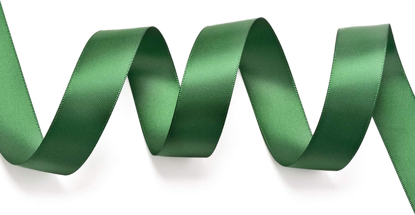 YAMA Green Double Face Satin Ribbon 7/8 Inch 25 Yards Dark Green Ribbon for Gift Wrapping Crafts Wreaths Hair Wedding Bridal Flower Bouquets Arrangement