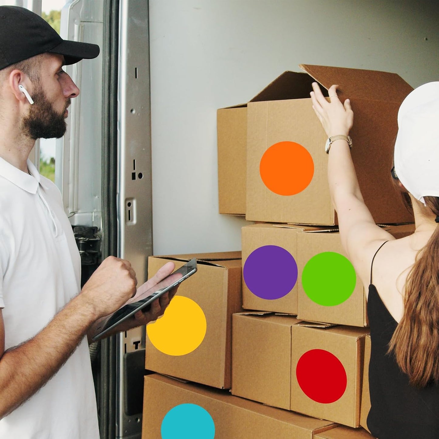 STARLIBOO 6" Round Large Colored Stickers Labels, Dots Circles Stickers for Moving,School, Home, Office, Business- 6 Colors -30 Packs