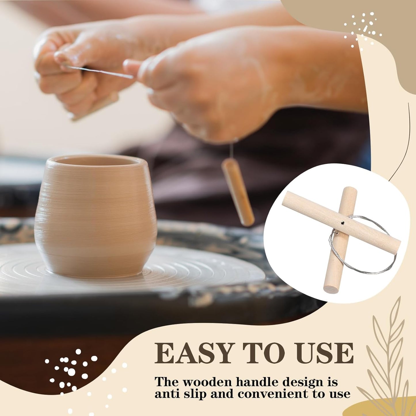 Yalikop 30 Pcs Wire Clay Cutter with Wood Handle Easy to Use Steel Wire Cutting Tools Cheese Dough Cutting Pottery Tools for Mud Line Pottery Clay Ceramic Art Sculpture Carving Tool Supplies