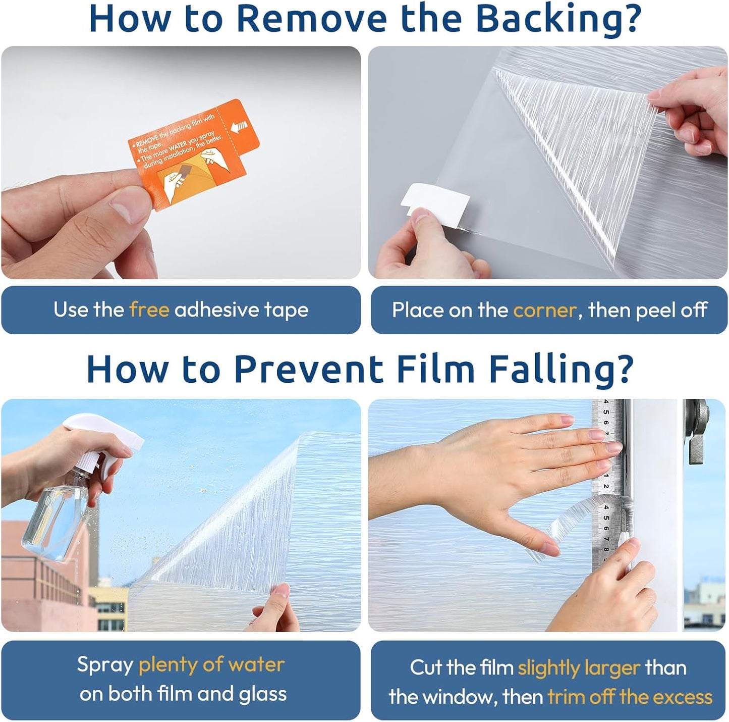 rabbitgoo Window Privacy Film Frosted Glass Film Removable Vinyl Door Coverings UV Blocking Decorative Static Cling Non-Adhesive Window Clings Sticker for Home Decor, 11.8 x 78.7 Inches