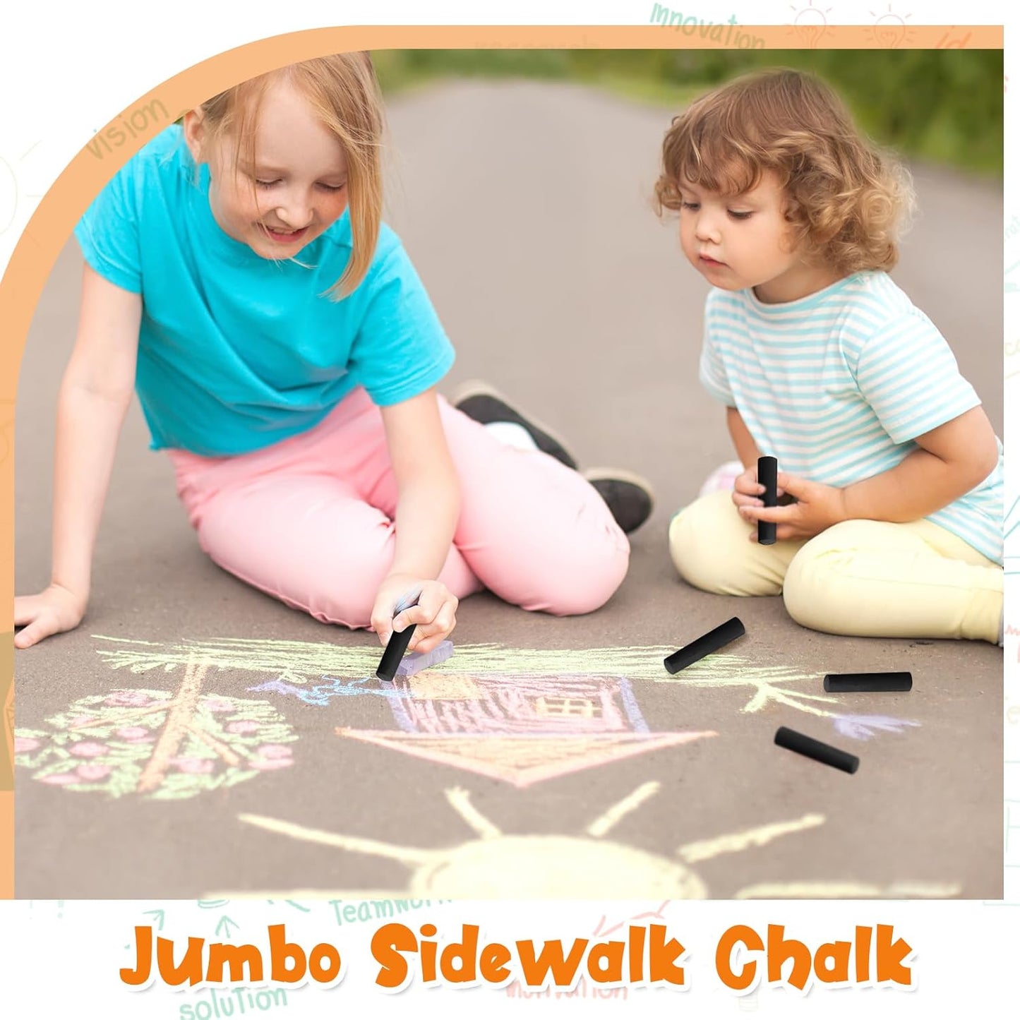 40 Pcs Sidewalk Chalks for Kids Non Toxic Jumbo Chalk for Party Gift Outdoor Art Classroom Play Painting (Black)