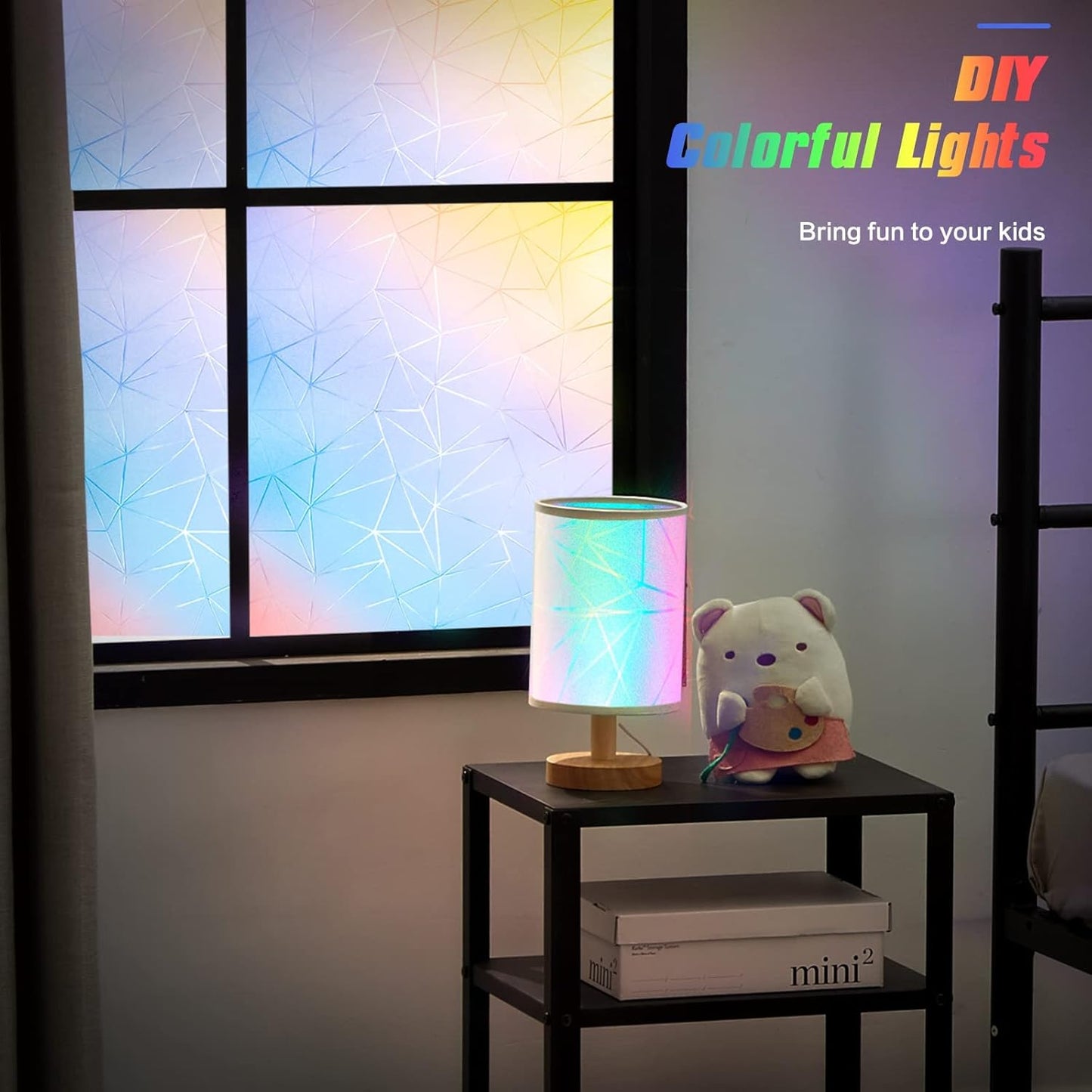 Coavas Rainbow Window Privacy Film, Frosted Glass Static Cling, Decorative for Bathroom Door, UV Blocking Window Cling, Non-Adhesive Vinyl Sticker, Day and Night Windows Tint for Home, 35.4x78.7 Inch