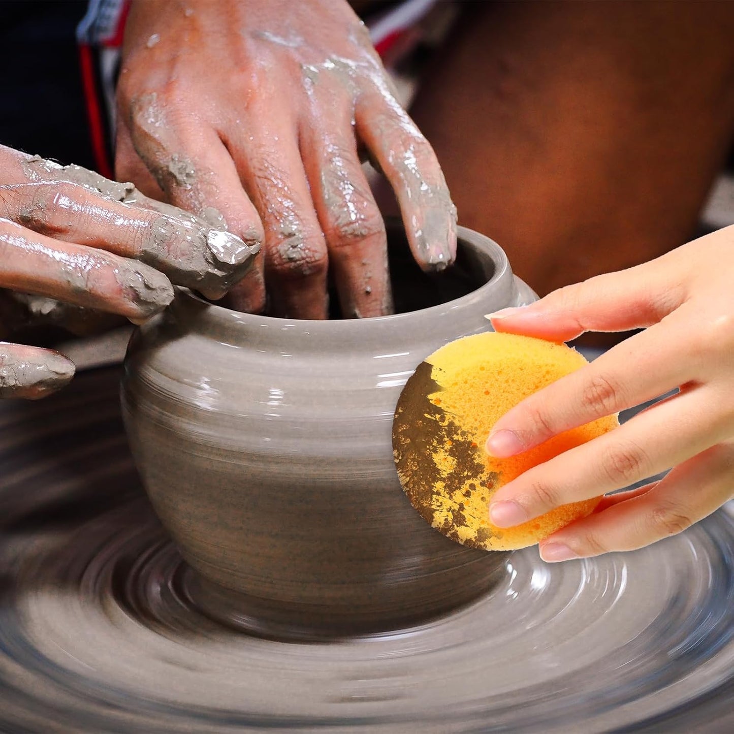 12 Pcs Round Pottery Sponges, Elasticity Clay Sponge Water Absorption Tack Sponges for Kitchen Shoes Leather Care Painting Crafts, Ceramics