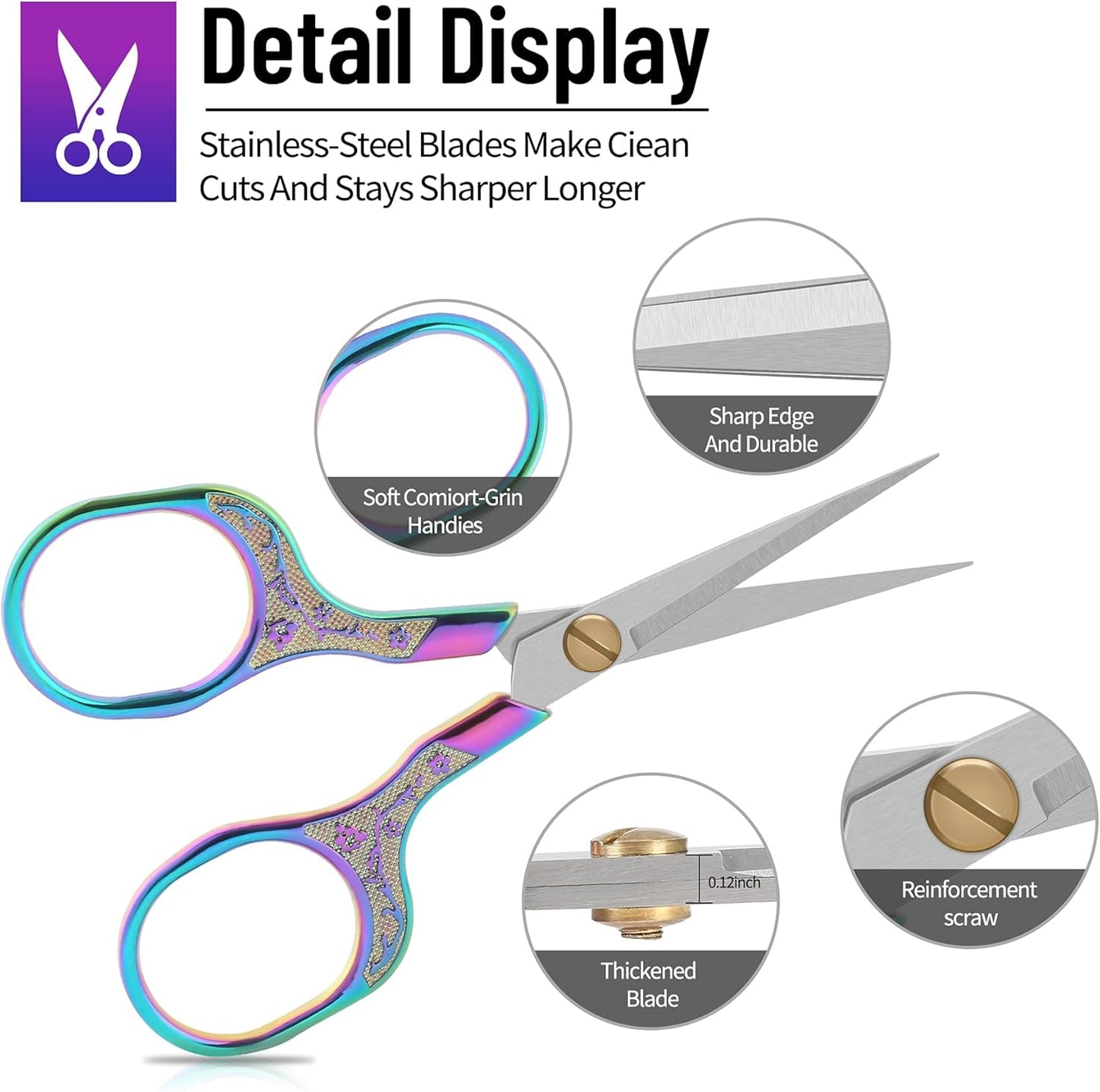 Small sharp scissors-Glexal 5 Inch Precision Scissors-2 pack,razor Sharp Blade Shears for craft embroidery sewing school office cutting…