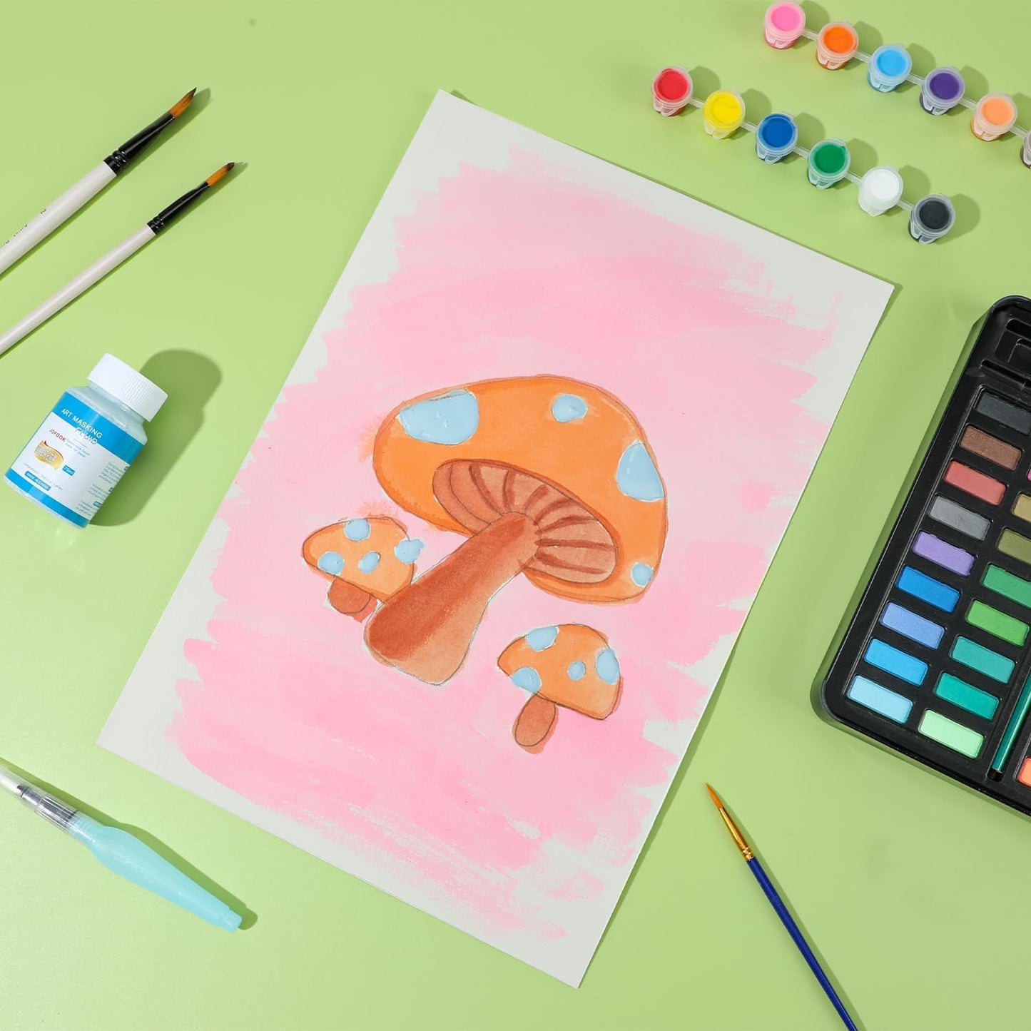 Liquid Latex Art Masking Fluid(5.3 fl oz) for Watercolor, Gouache Painting, Ink & Illustration, Arts Projects & Crafts Supplies Drawing Gum,Set of Two Bottles, Blue