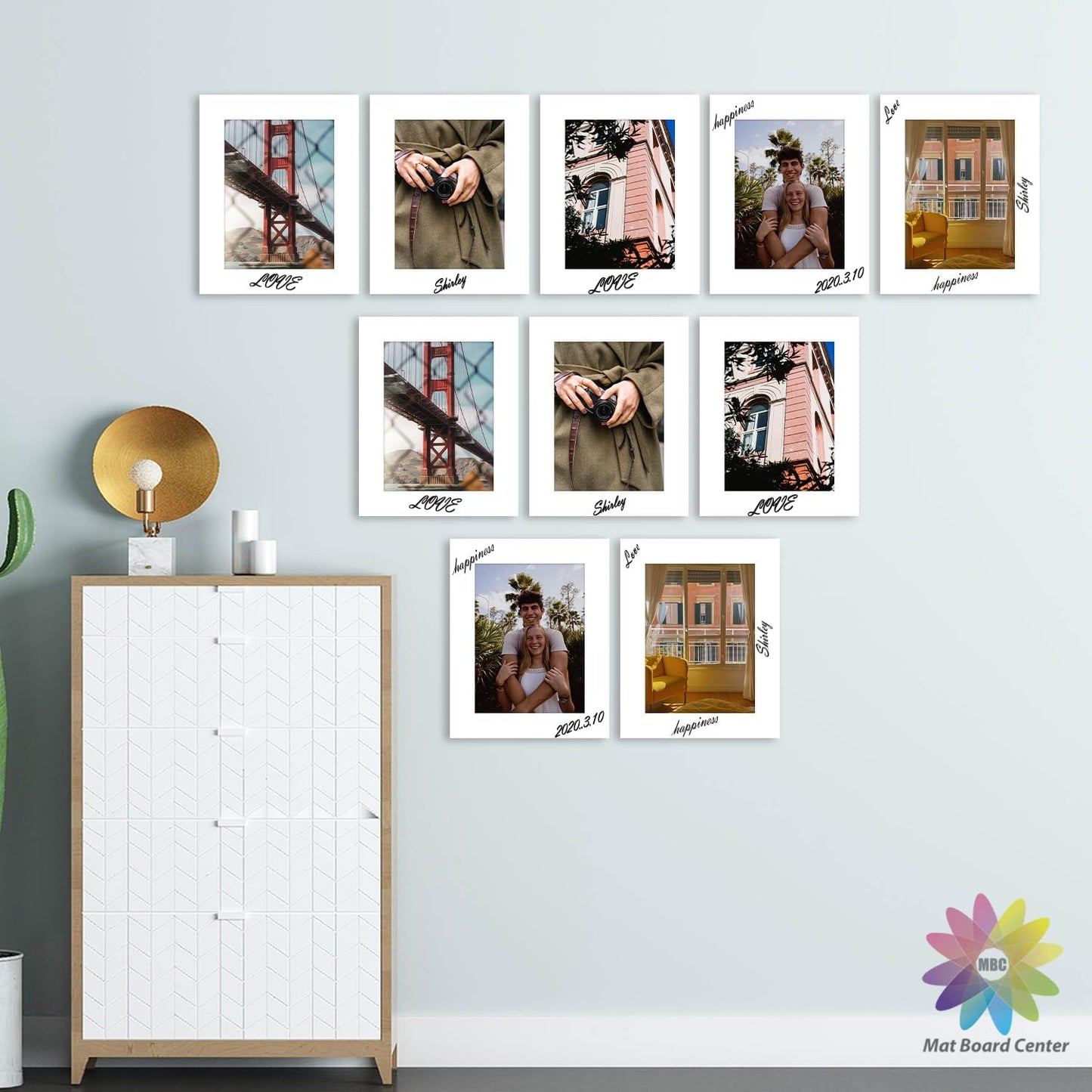MBC Mat Board Center, 10 Pack 8x10 for 6x8 White Picture Mats Frame Mattes, Bevel Cut, Acid Free, 4-ply Thickness