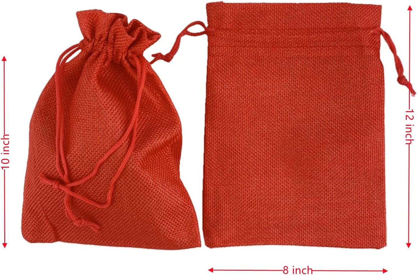 Palmhomee Pack of 12 Burlap Gift Bags with Drawstring Linen Jewelry Pouches Wedding Hessian Jute Bags for Birthday and Treat Pouches Party Wedding Favors Gift (8x12 Inch, Red)